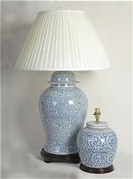 ALEXANDERS  20CM BLUE ARABESQUE GINGER JAR LAMP